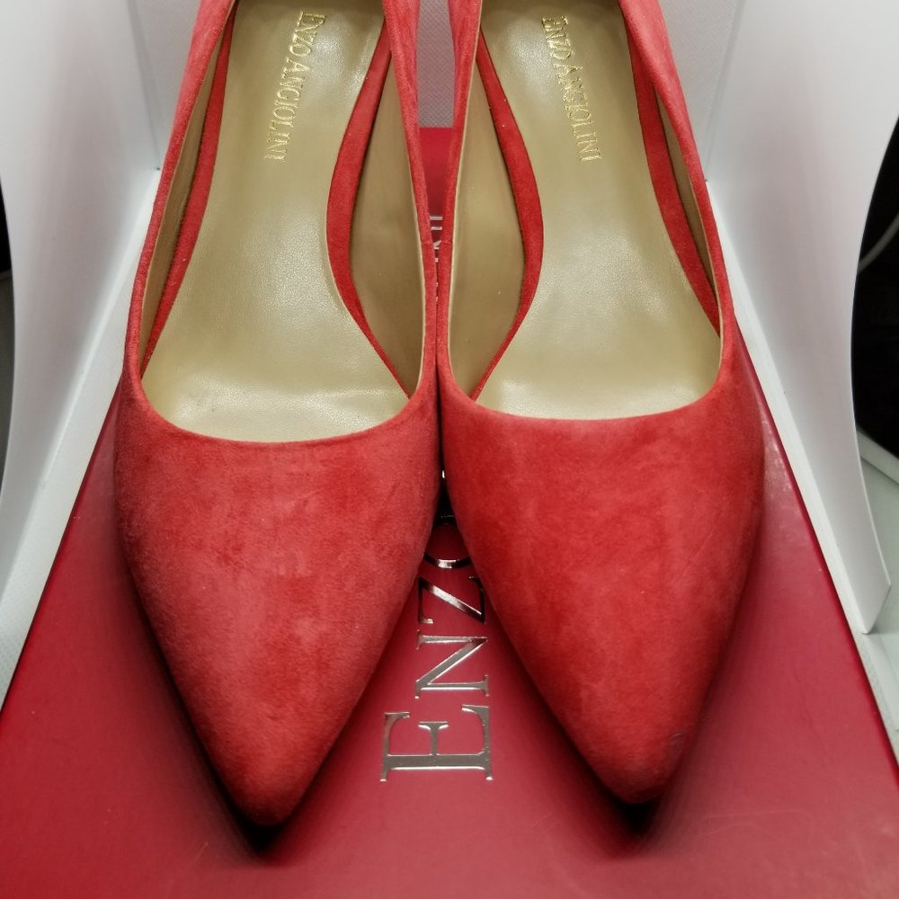Enzo Angiolini Suede Madelina Red heels 5M